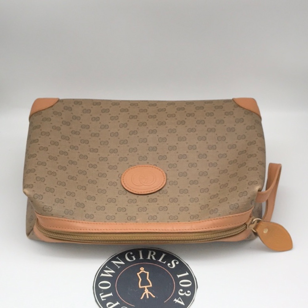 Gucci Brown Leather GG Unisex Toiletry Bag - Picture 8 of 16